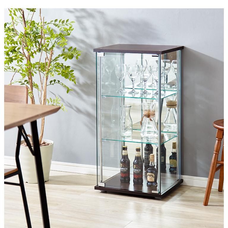 ガラスコレクションケース フィギュアケース 3段 背面ミラー 付き 幅