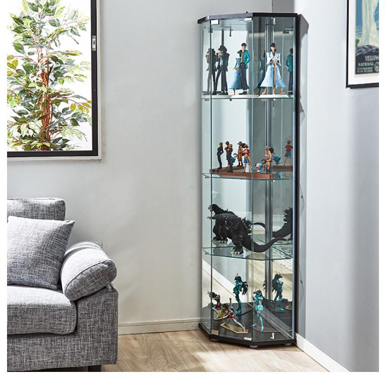 ガラスコレクションケース フィギュアケース コーナー 4段 背面ミラー