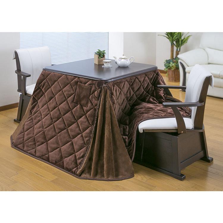 ダイニングこたつ 4点セット 2人掛け テーブル こたつ布団 チェア2脚