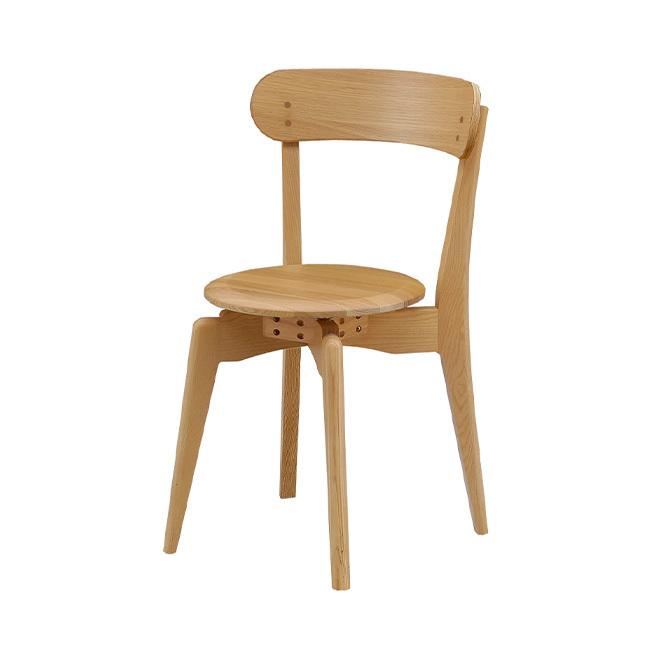 ダイニングチェア 回転チェア 天然木 タモ材 コンパクト スタッキング