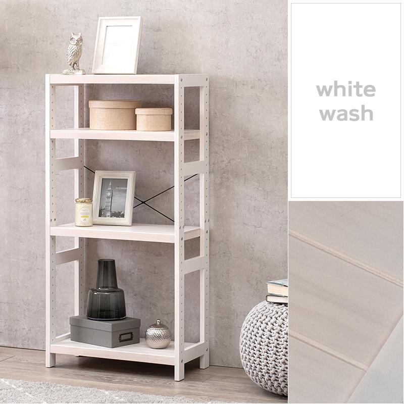 オープンラック 4段 幅60cm 木製 天然木 棚板高さ調節 魅せる収納 棚