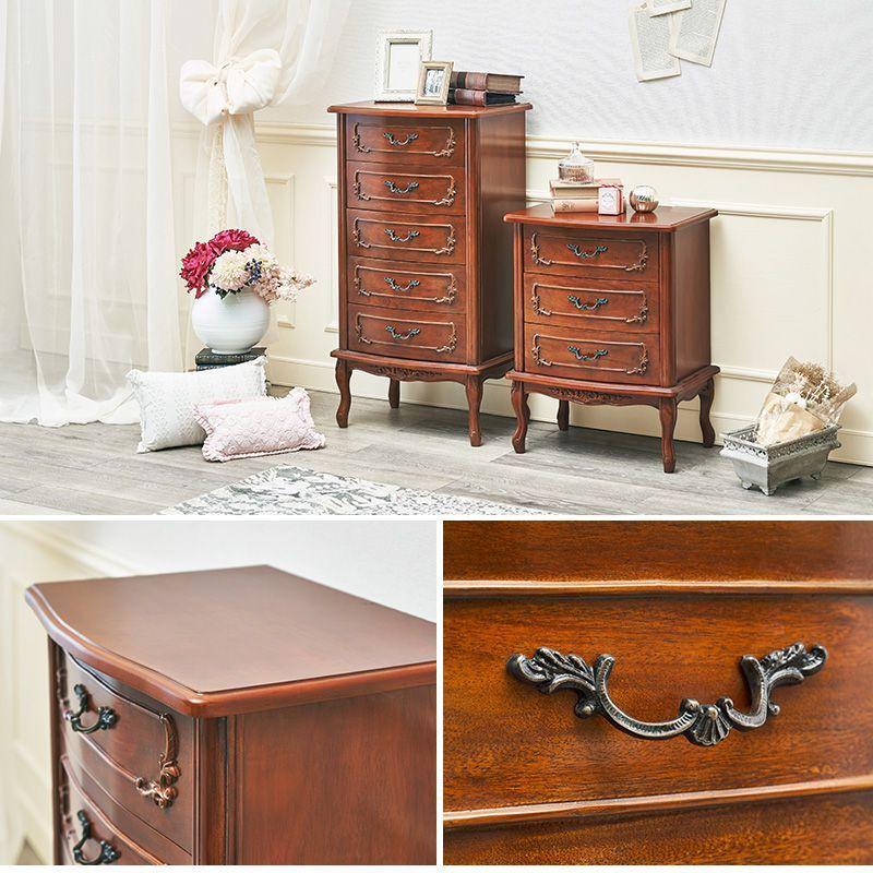 猫脚チェスト 5段 アンティーク調 幅52cm マホガニー 引き出し 棚 収納