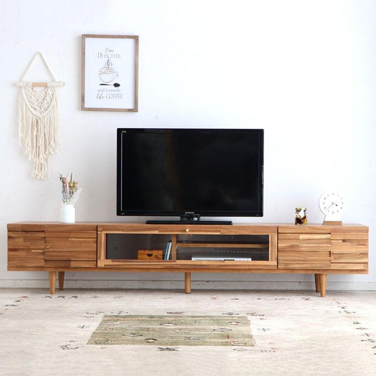 日本製 テレビ台 ローボード 幅180 アカシア無垢 リゾート風デザイン