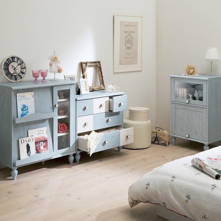 白井産業 フレンチシャビーカフェ フラップ ガラスキャビネット 収納