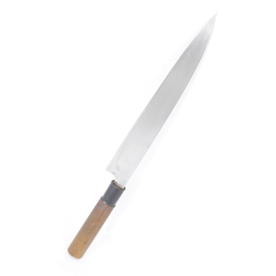 美品】龍千代 特撰 柳包丁 八寸 栗型柄 鞘付 刃渡り約240mm 柳刃 和