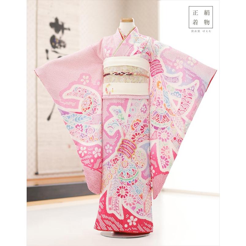 7歳 女の子 七五三 正絹 着物レンタル j7365 フルセット 上質 753 子供