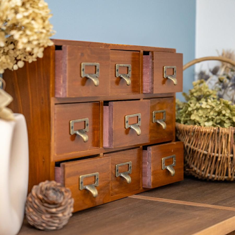 ヴィンテージ調 3段 3列 木製 ミニチェスト ジュエリーボックス コスメ