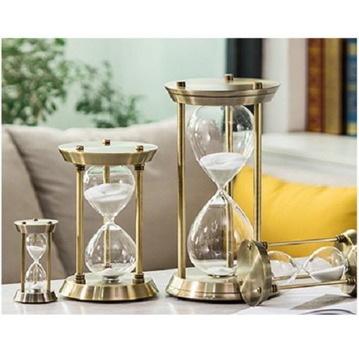 砂時計 アンティーク風 30分計 メタル タイマー ブロンズ枠 ホワイト砂