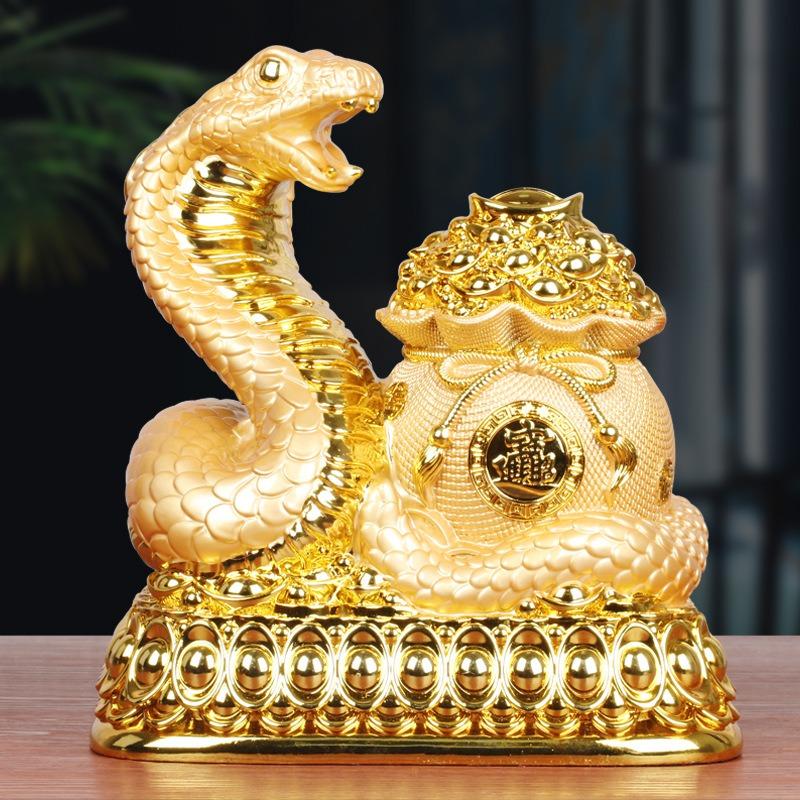 蛇 ヘビ 置物 オブジェ 巳年 干支 金色 ゴールド 瞑想 禅 幸運 浄化