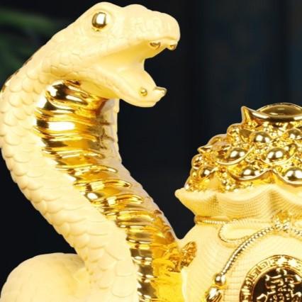 蛇 ヘビ 置物 オブジェ 巳年 干支 金色 ゴールド 瞑想 禅 幸運 浄化