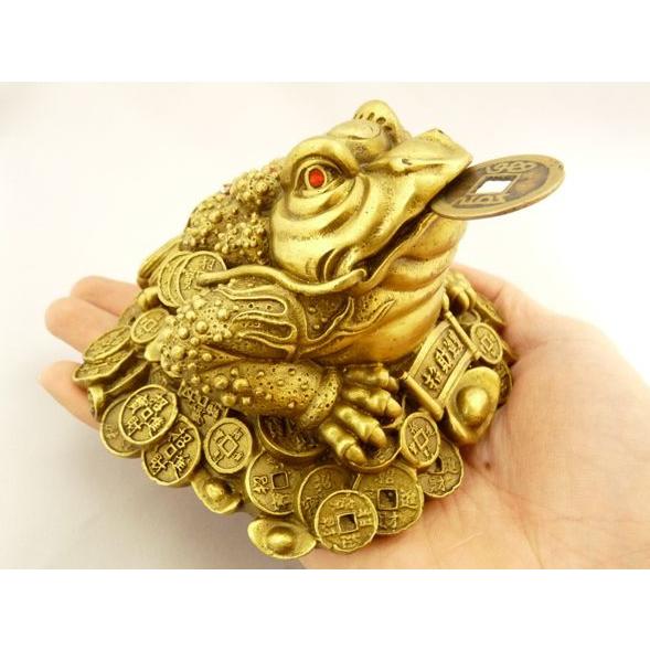 三脚蟾蜍 三本足 カエル 置物 銅製 商売繁盛 財運 7cm : 横浜中華街龍