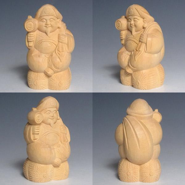 木彫り 七福神セット (小) 桧製 7柱セット 縁起物 置物 : 仏像と縁起物