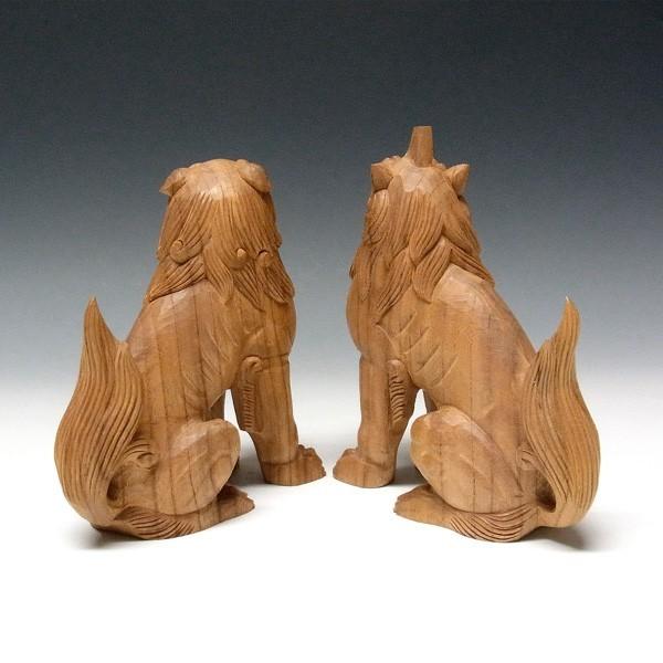国産欅 木彫り獅子狛犬 高さ17cm 置物 狛犬 : 仏像と縁起物の専門店 龍