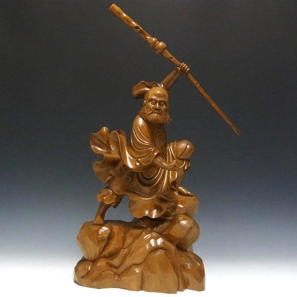 木彫り 達磨大師 高さ61cm 摺り漆仕上げ 置物 楠製 だるま : 仏像と