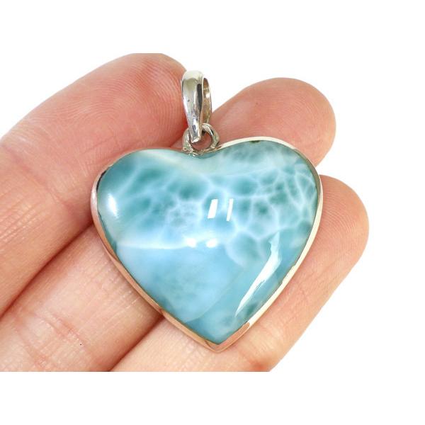 ラリマー ハート形ペンダントトップ ドミニカ共和国産 天然石