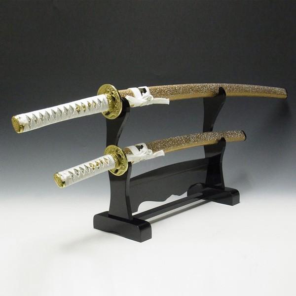 模造刀 白石目 3点セット（大刀 小刀 刀掛け） 刀剣 : 仏像と縁起物の