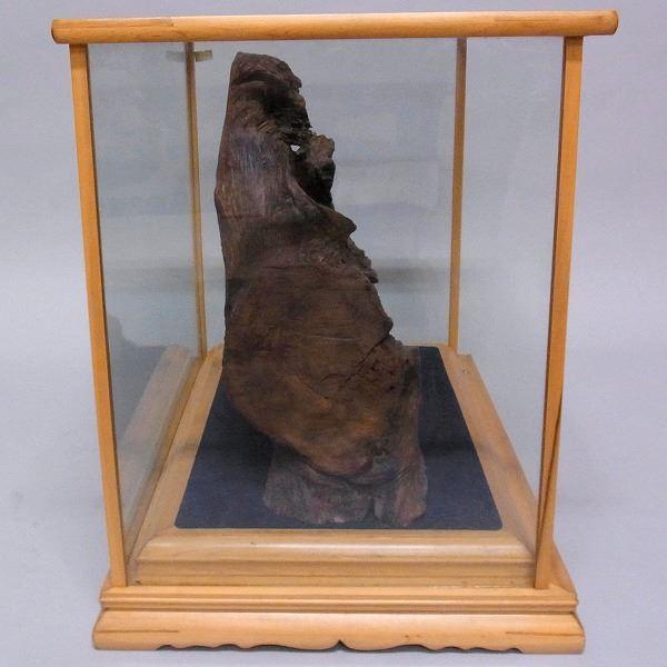 木彫り 布袋様 置物 一位製 ガラスケース付き 七福神 : 仏像と縁起物の