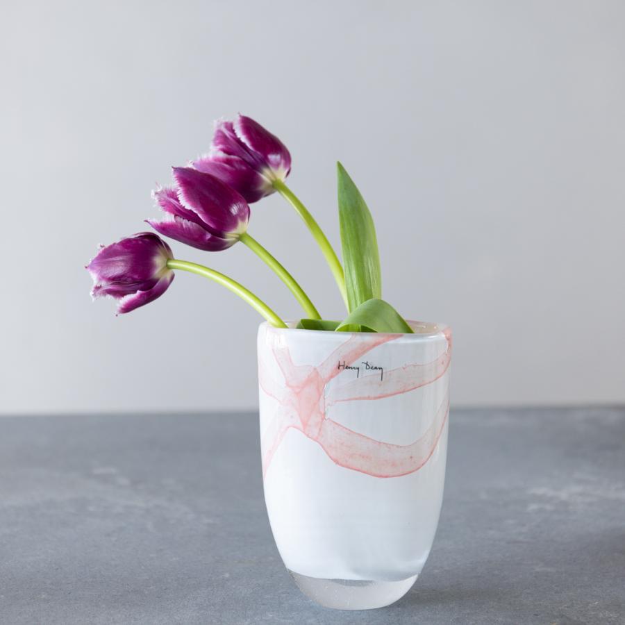 HenryDean ヘンリーディーン ジョー アクアレルピンク ガラス花瓶 花器