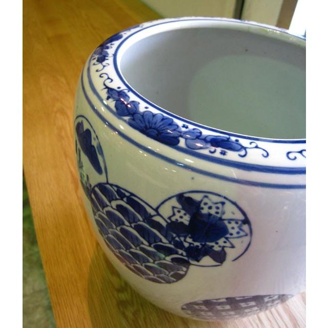 深火鉢 丸紋 めだか アンティーク 水鉢 陶器 鉢カバー 6号 めだか鉢