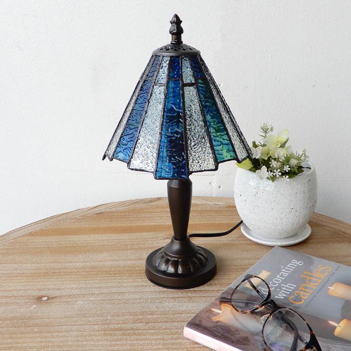 ステンドグラスランプ/ブルー ステンドグラス ランプ テーブルランプ