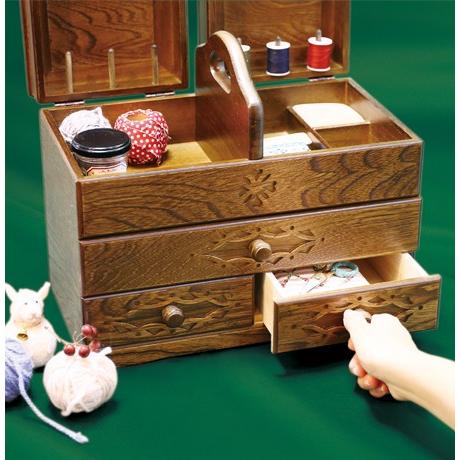 ウッドギャラリー樹 ソーイングボックス 裁縫箱 木製 北欧 3段 大容量