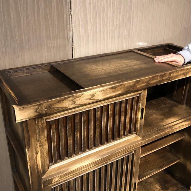 水屋箪笥 茶箪笥 食器棚 和家具 民芸調家具 アンティーク タモ無垢