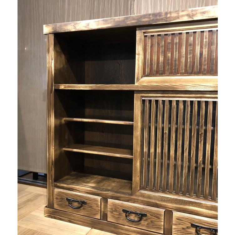 水屋箪笥 茶箪笥 食器棚 和家具 民芸調家具 アンティーク タモ無垢