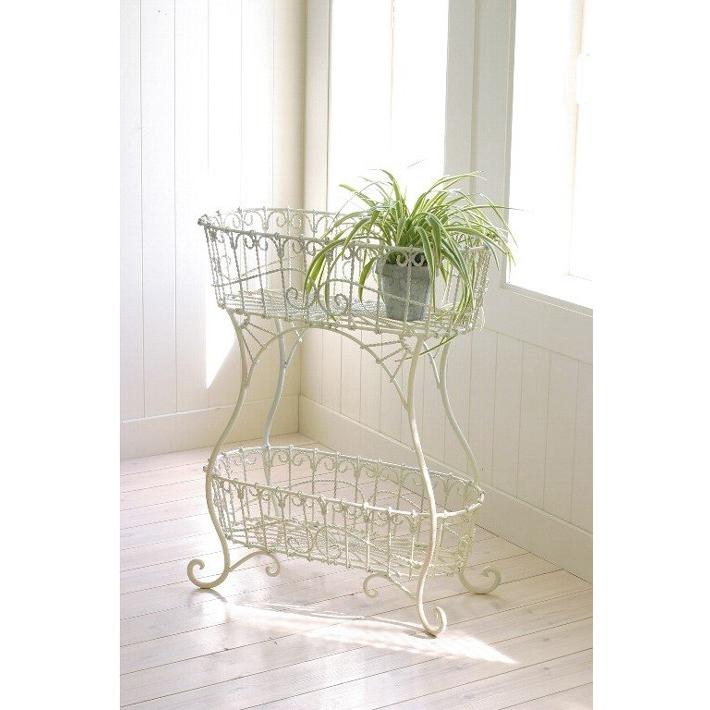 フラワースタンド 屋外 室内 2段 プランタースタンド アイアン 花台 鉢