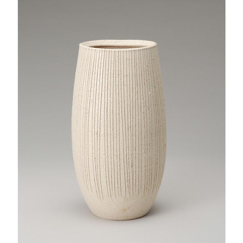 信楽焼 白釉立線花入 花びん 花瓶 陶器 焼き物 焼物 和風 ギフト