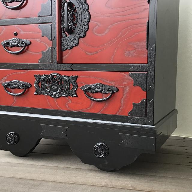 民芸家具 車箪笥(鍵付き) 和家具 日本製 国産家具 車箪笥 ケヤキ