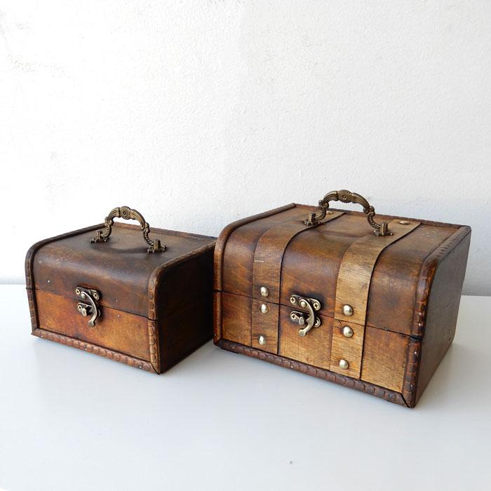 ウッドボックス 2個セット ブラウン トランクボックス ビンテージ
