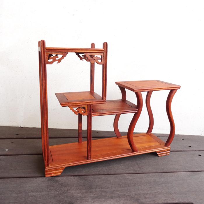 飾り棚 和風 和室 床の間 格子 花瓶 花梨 シノワズリ 珍品棚 盆栽棚