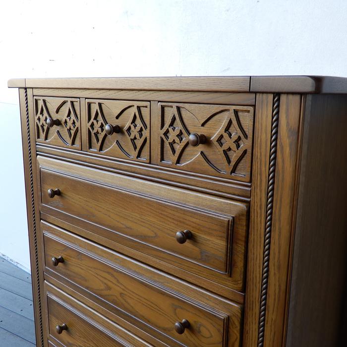 加藤木工 CC チェスト900 チェスト ナラ無垢 おしゃれ 彫刻 幅90 高さ