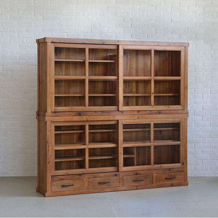 Yamato 杉古材ガラスキャビネット179 食器棚 キッチンボード