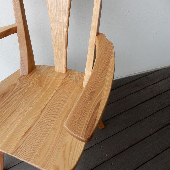 タモ無垢 回転アームチェア ナチュラル ダークブラウン ダイニング