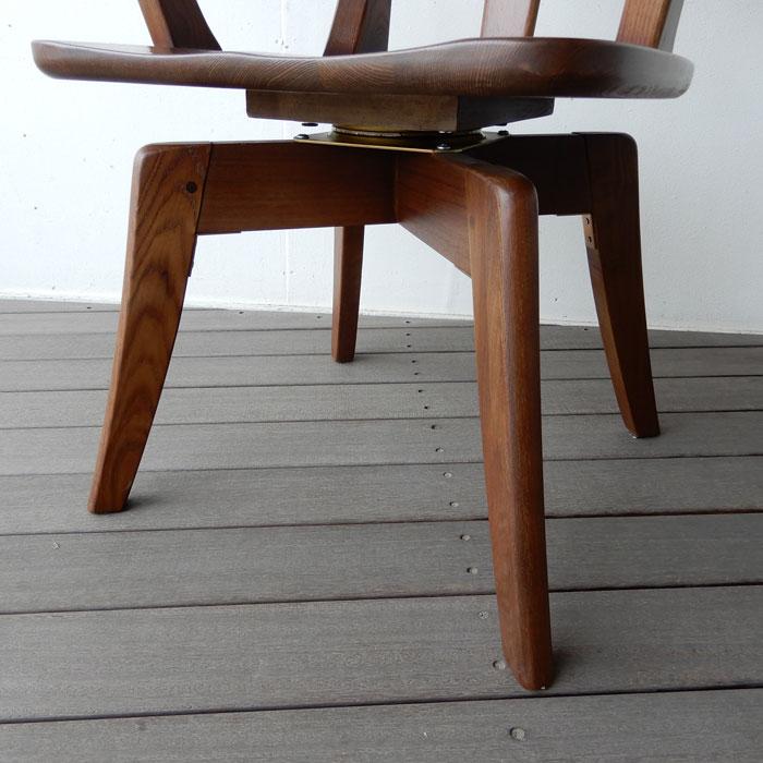 タモ無垢 回転アームチェア ナチュラル ダークブラウン ダイニング