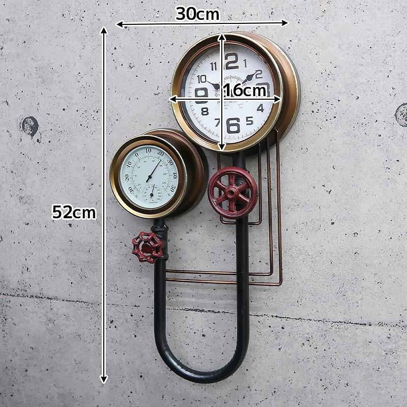 ウォールクロック 壁掛け時計 水道管 アンティーク インダストリアル