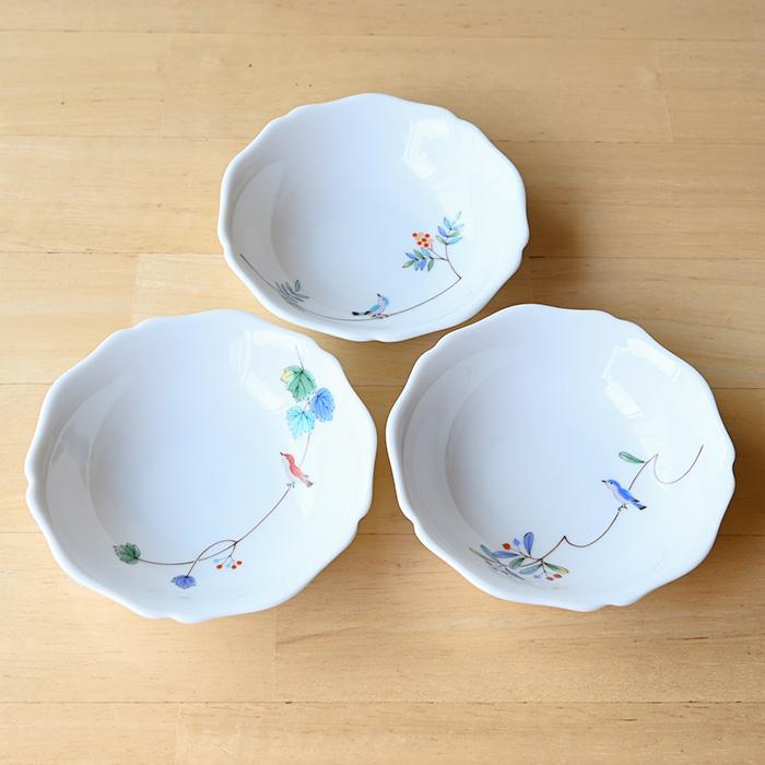 香蘭社 小鳥の詩 三つ組小鉢 有田焼 鉢 食器 セット おしゃれ ボウル