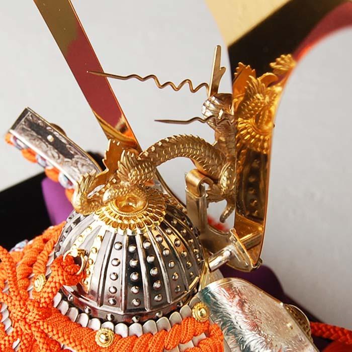 純銀 兜 2号(龍付) 五月人形 銀細工 関工芸 武比古 コンパクト ケース