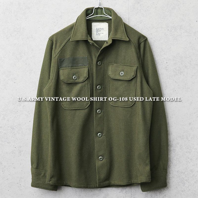 MILITARY（ミリタリー） 実物 USED 米軍 ヴィンテージ ウールシャツ OG