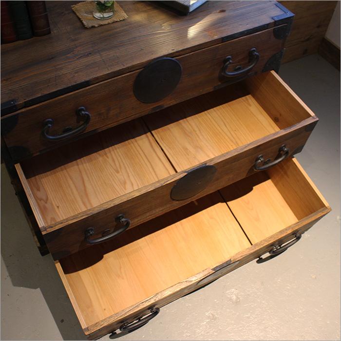 アンティーク 和箪笥 リメイク品 3段 幅84cm 奥行42cm 桐箪笥 チェスト