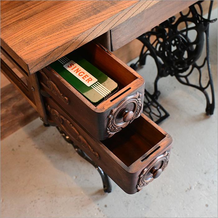 1点物 Singer シンガー ミシンテーブル 足踏みミシン リメイク ケヤキ
