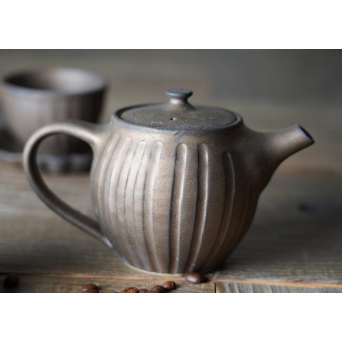 益子焼 コーヒー専用急須（小) ビジュゴールド 【☆茶漉し付き】 茶色