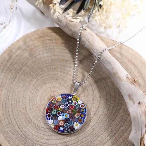 イタリア製/ベネチアンガラス ミレフィオリ・ペンダント26mm マルチ