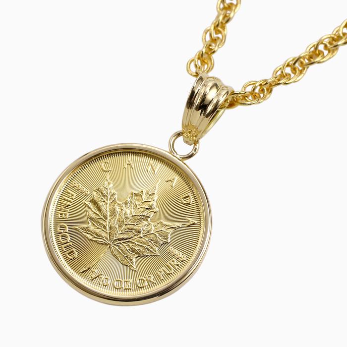 純金 コイン ペンダント メイプルリーフ 金貨 1/10オンス K18 フセコミ