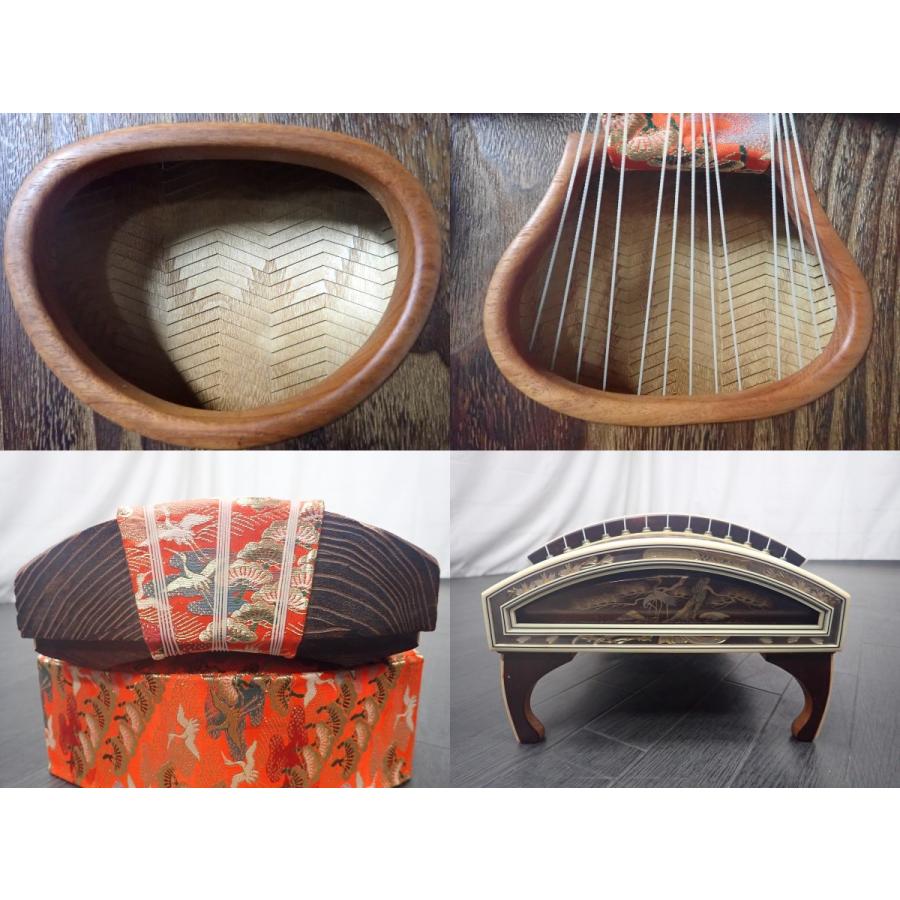 高級 演奏会 琴 『くり甲、綾杉彫、上角巻き』 紅木 刳甲 6尺 箏 和