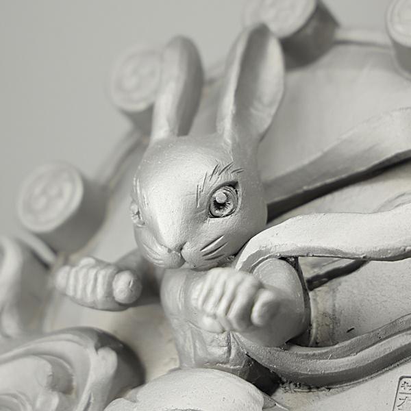 菊間瓦 風神雷神 うさぎの置物 卯 兎 ウサギ 守り神 いぶし銀 鬼師