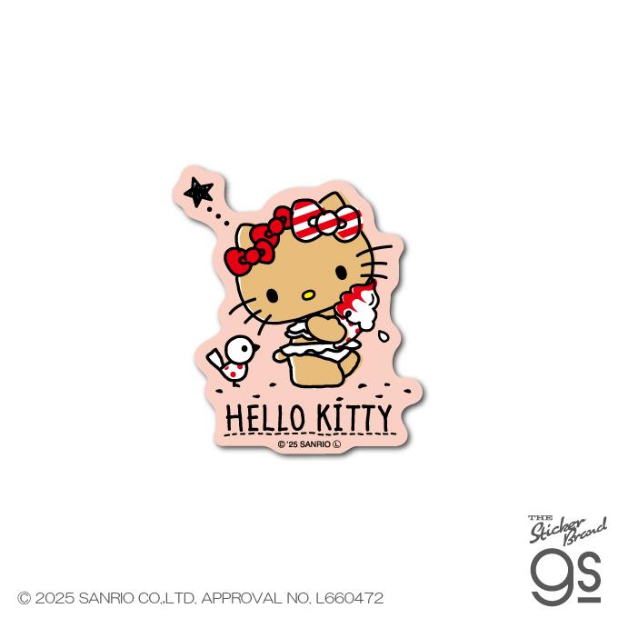日焼けハローキティ ダイカットミニステッカー ソフトクリーム 夏 海