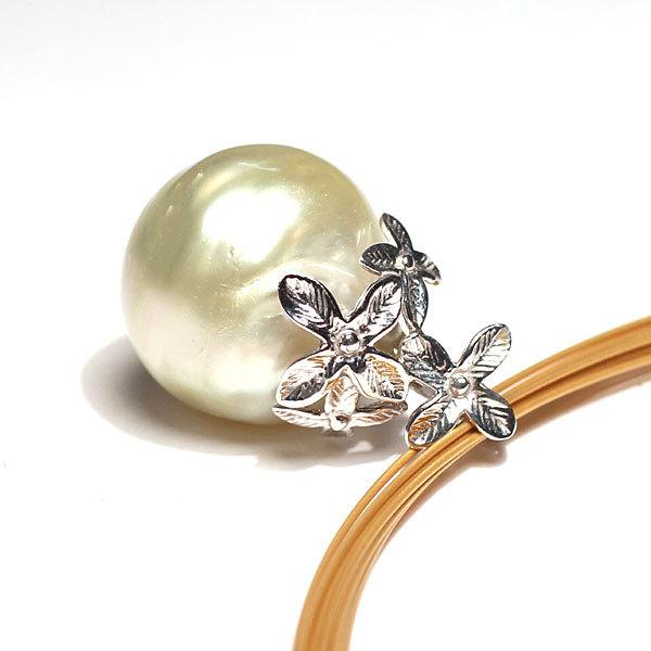 ペンダントトップ 白蝶真珠バロック形幅15.1mmK18WGホワイトゴールド製