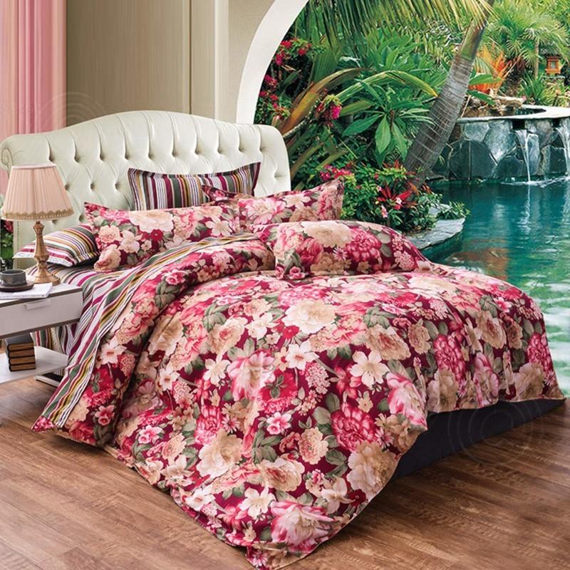 ダブルサイズ シーツセット 布団カバー4点セット 枕カバー セット 花柄